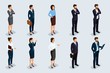 © elizaliv - Isometric set of men and women in business attire, of a corporate code of business people. Businessmen on a gray background, isolated. Vector illustration