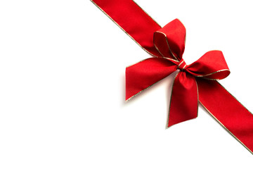 Sticker - Red ribbon and bow isolated on white