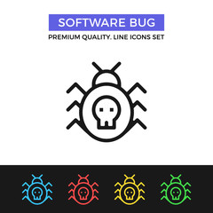 Wall Mural - Vector software bug icon. Thin line icon