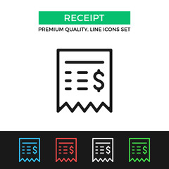 Wall Mural - Vector sales receipt icon. Thin line icon