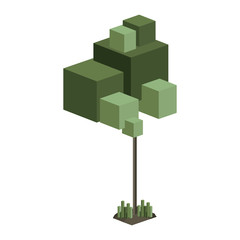 colorful green tree pixel design vector illustration