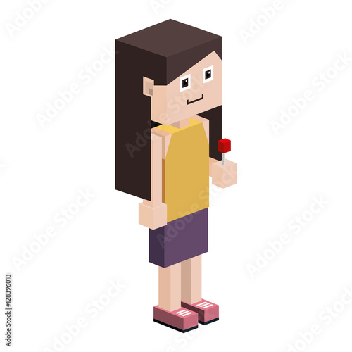 lego silhouette girl with lollipop vector illustration