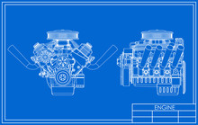 Hot rod V8 Engine drawing