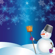 Snowman, Christmas, new year, holiday, snowflakes, background, blue, cheerful,   