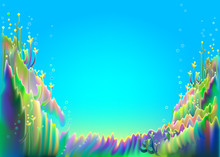 Fantasy For Abstract Background In Fairyland Underwater Environment, Vector Image.