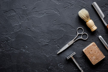 Wall Mural - Tools for cutting beard barbershop top view