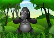 Cartoon gorilla in the jungle