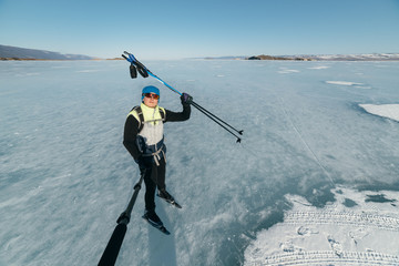 Norwegian hiking skates. An experimental tour skates for prolonged trips to the ice. Used in Russia.