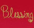 © ammij - Blessing phrase typography green on red background | inspiration abstract art