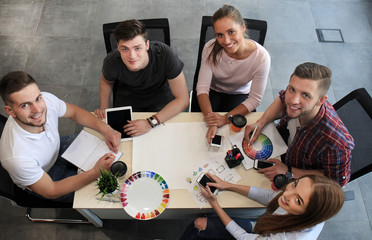 Sticker - Creative business team working hard together in casual office