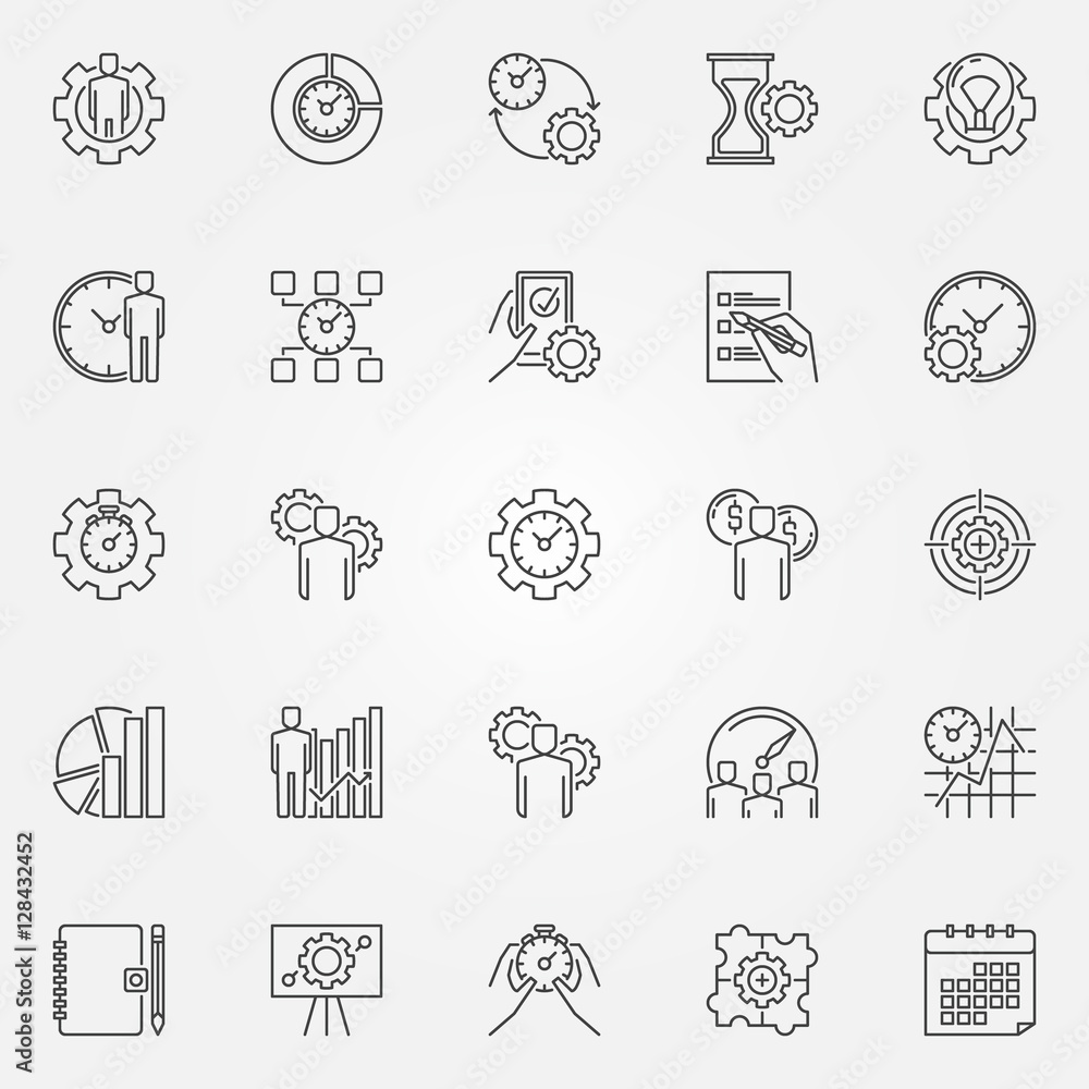 Productivity line icons set Stock Vector | Adobe Stock