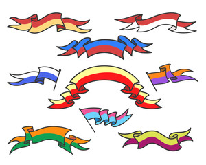 Wall Mural - cartoon colorful ribbons set on white background. vector illustration
