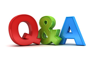 Poster - Questions and answers concept Q and A text isolated over white background with shadow 3D rendering