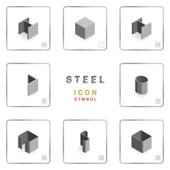 many section steel icon and symbol isometric illustration