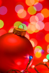 Wall Mural - Christmas background with bauble and lights