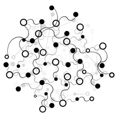 Abstract background. Black connecting dots on white.