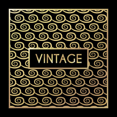 Sticker - Golden vintage pattern on black background