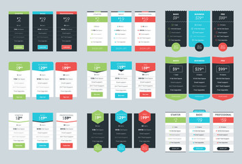 Wall Mural - collection of coloful pricing table design templates for websites and applications. vector pricing p