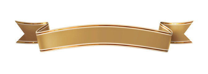 Wall Mural - curled golden ribbon banner with gold border - arc and wavy ends