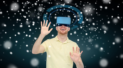 Wall Mural - happy man in virtual reality headset or 3d glasses