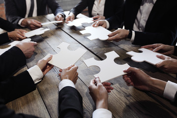 Wall Mural - Business people and puzzle