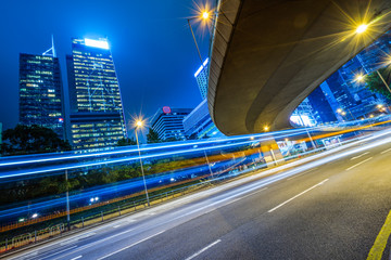 Traffic light trails in downtown of Shenzhen,China.