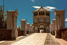 Famous Orthodox Monastery Of Kykkos, Holy Monastery Of The Virgin Of Kykkos In Cyprus. Way To The Church Near King Macarius Grave. Travel Sightseeing Image