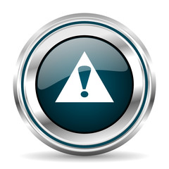 Fototapete - Exclamation sign vector icon. Chrome border round web button. Silver metallic pushbutton.
