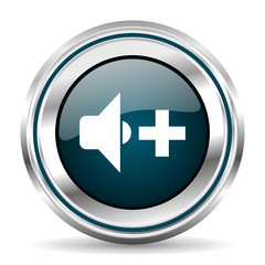 Fototapete - Audio vector icon. Chrome border round web button. Silver metallic pushbutton.