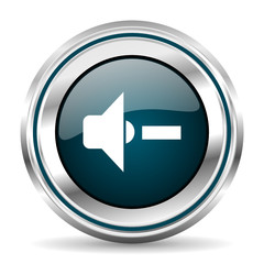 Fototapete - Audio vector icon. Chrome border round web button. Silver metallic pushbutton.