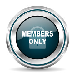Poster -  vector icon. Chrome border round web button. Silver metallic pushbutton.