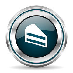 Poster - Vector icon. Chrome border round web button. Silver metallic pushbutton.