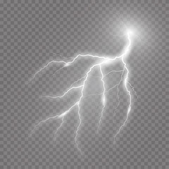 realistic vector lightning on checkered background. bright, electric lightning.