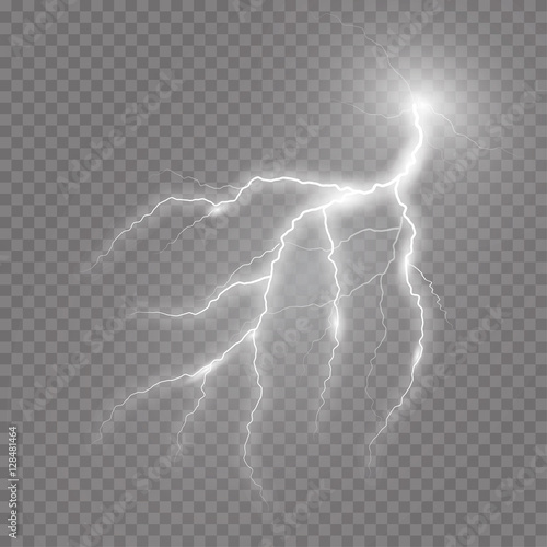 Fotomural Realistic vector lightning on checkered background