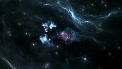 Wall Mural - space flight through nebula. space travel. space animation background with nebula, many stars for di