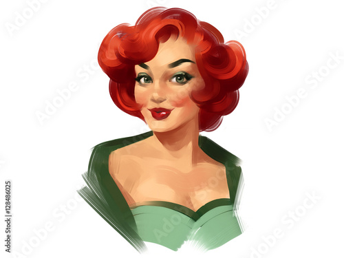 Fotografía Retro Pin up woman isolated on a white background