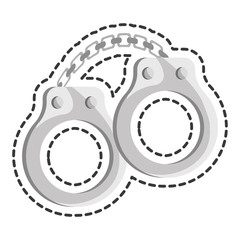 Sticker - handcuffs law isolated icon vector illustration design