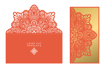 Vector wedding card laser cut template