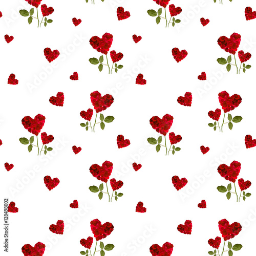 repeating patterns of red hearts rose petals  for Valentine's Da