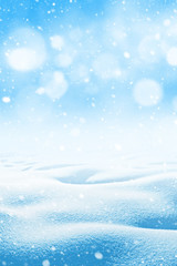 Wall Mural - Winter background. Winter bright landscape with snowdrifts and falling snow.