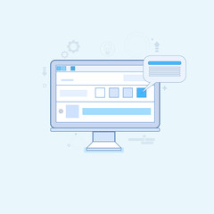 Wall Mural - computer desktop workstation workplace thin line vector