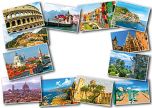 Collage From Photos Of Italy On White Background