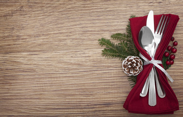 Wall Mural - Christmas Meal Table Setting