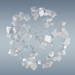 Wall Mural - abstract sphere with shiny cube 3d rendering