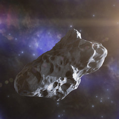 Wall Mural - asteroid flies in space, 3d render
