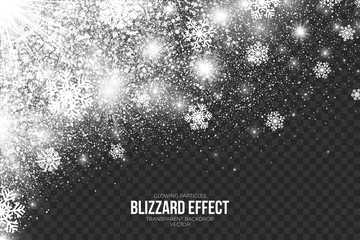 Wall Mural - snow blizzard effect on transparent background vector illustration. abstract bright white shimmer gl
