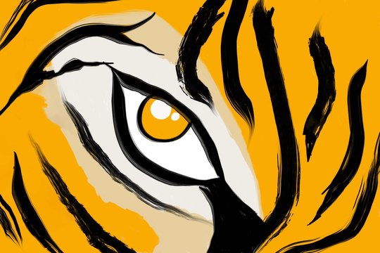 Wall Mural -  - Abstract painted tiger pattern hand painted background