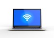 3D Isolated Blue Wifi Laptop Wireless Internet. Connection Onlin