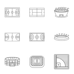 Sticker - Sports stadium icons set. Outline illustration of 9 sports stadium vector icons for web