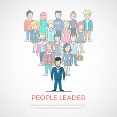 Wall Mural - linear flat people leader triangle vector. leadership business